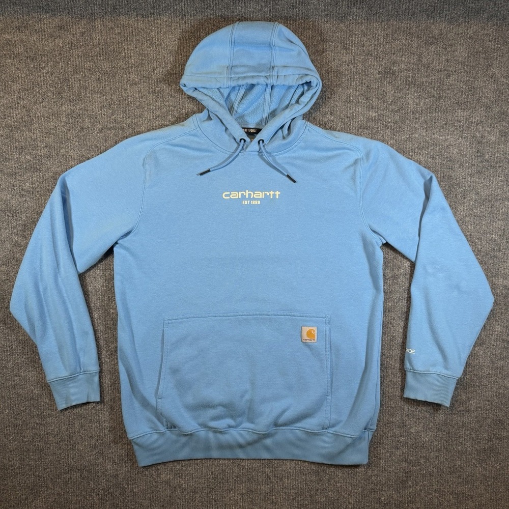 Carhartt Force Mens M Relaxed Fit Graphic Hoodie Pullover Azure Blue